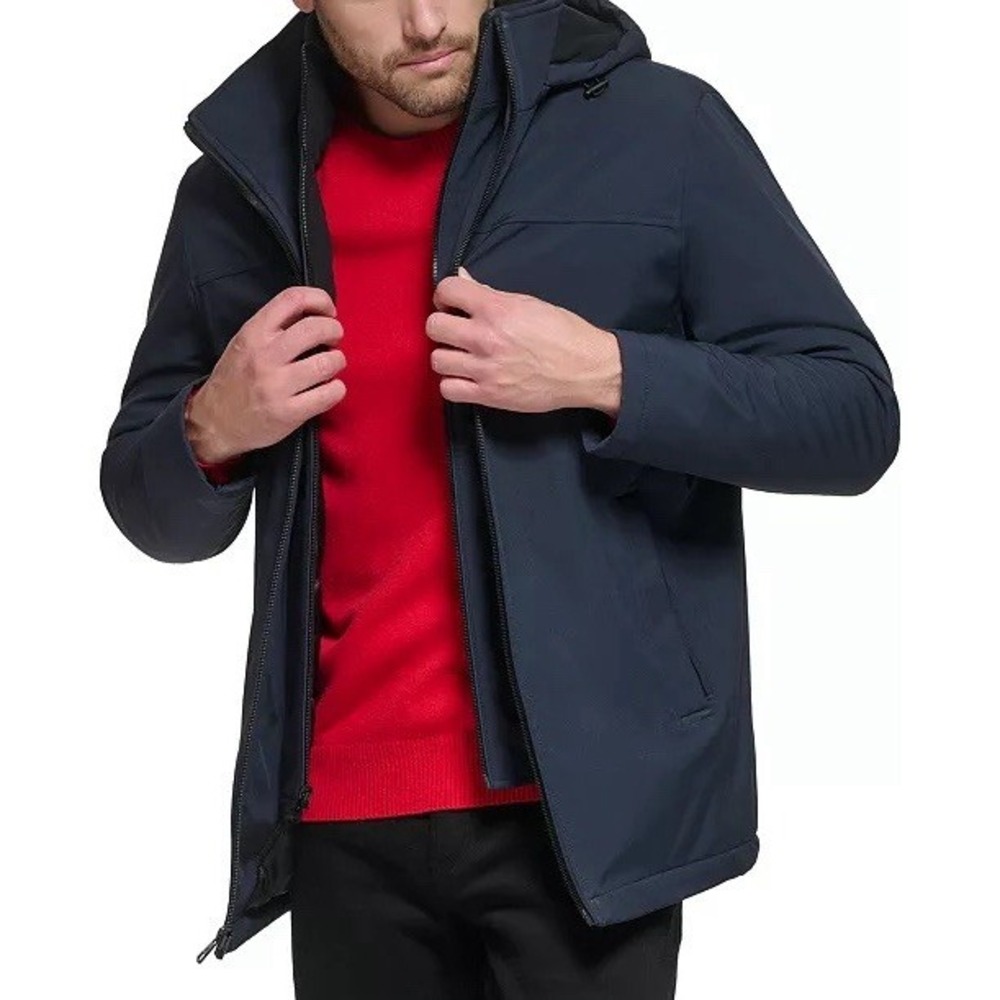 Calvin Klein Jacket Mens M Infinite Stretch Polar Fleece Lined Bib Navy Blue